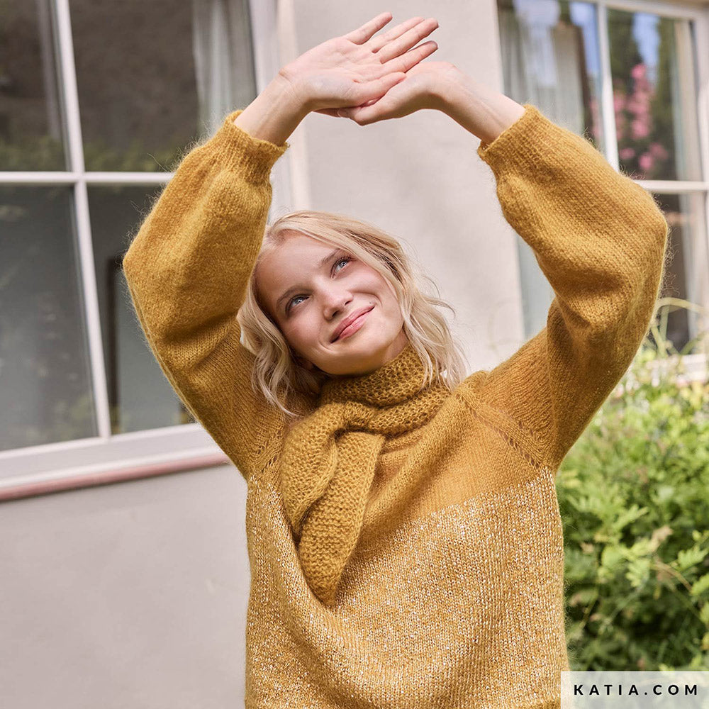 Patroon breien haken dames omslagdoek herfst winter katia — gemaakt met Katia Silky Mohair (2)