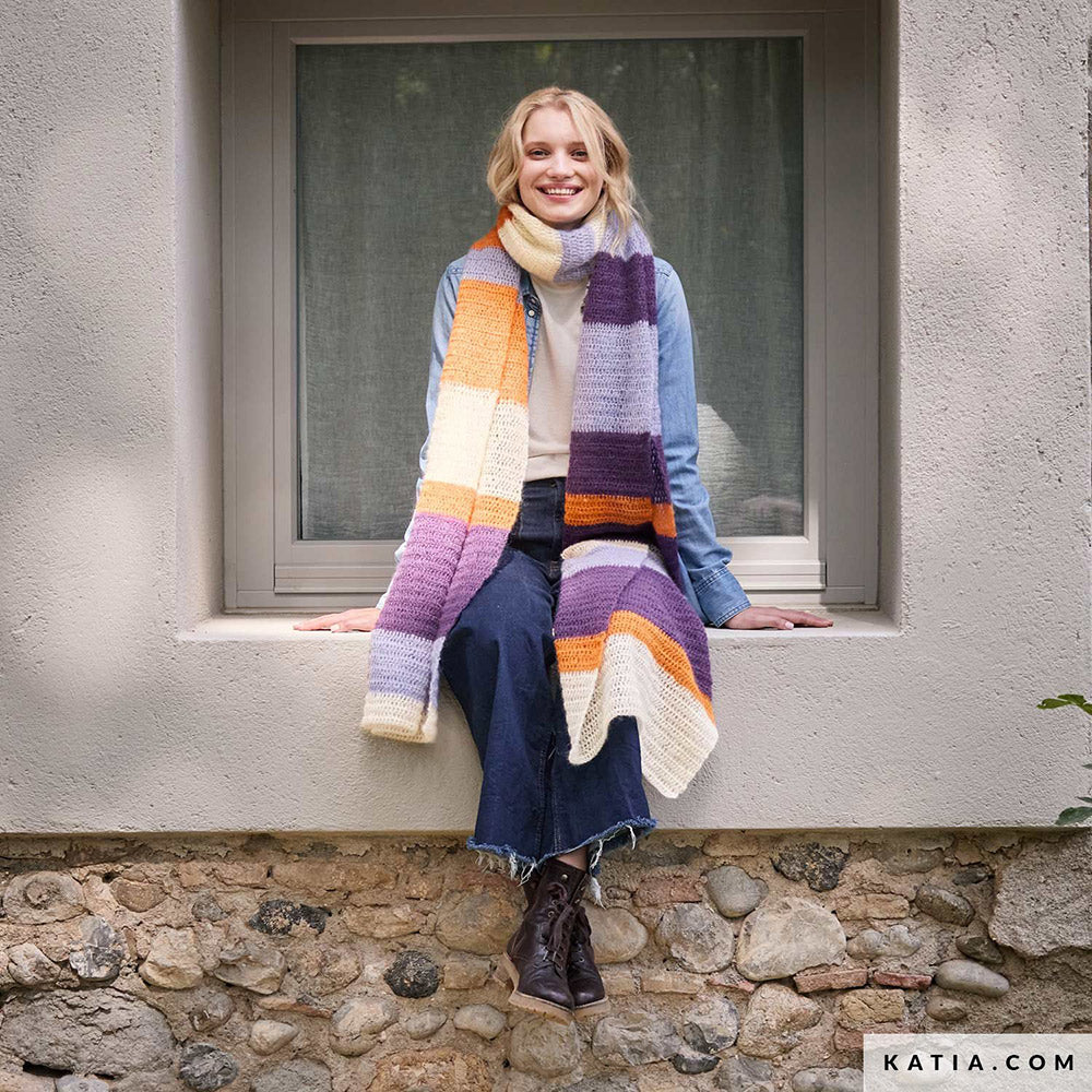 Patroon breien haken dames sjaal herfst winter katia — gemaakt met Katia Silky Mohair (6)