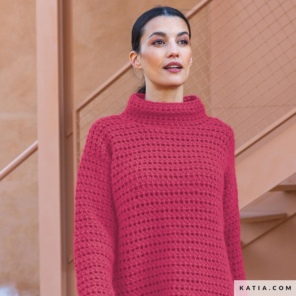 Patroon breien haken dames trui herfst winter katia — gemaakt met Katia Soft Gratte (9)