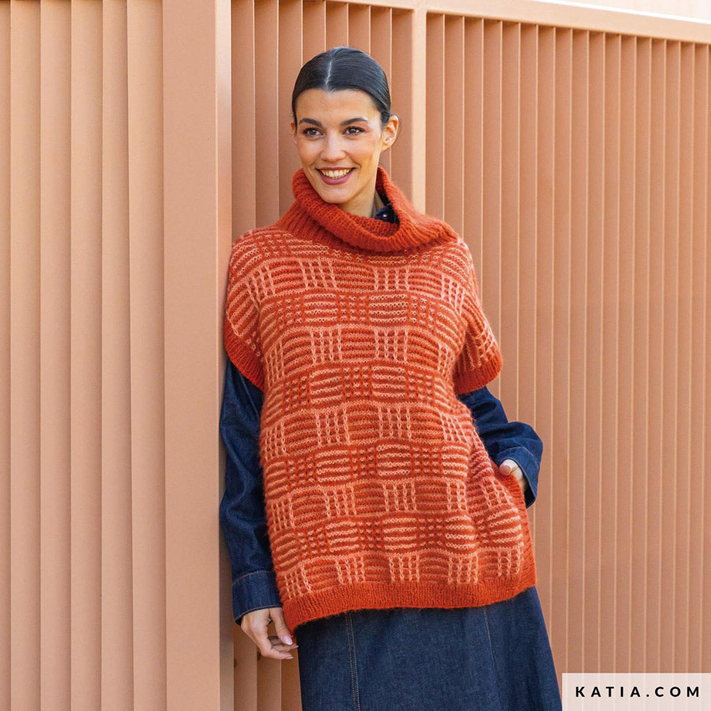 Patroon breien haken dames vest herfst winter katia — gemaakt met Katia Soft Gratte (8)