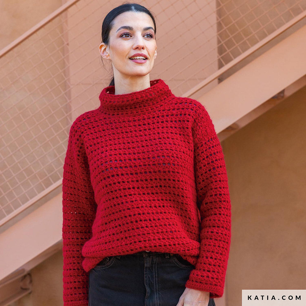 Patroon breien haken dames trui herfst winter katia — gemaakt met Katia Soft Gratté (8)
