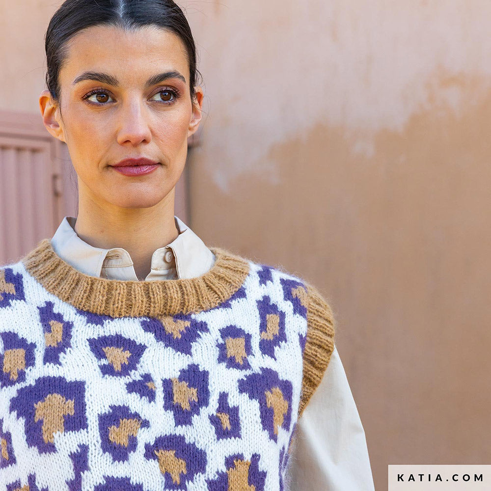 Patroon breien haken dames vest herfst winter katia — gemaakt met Katia Soft Gratté (15)