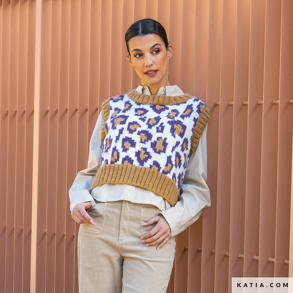 Patroon breien haken dames vest herfst winter katia — gemaakt met Katia Soft Gratté (11)