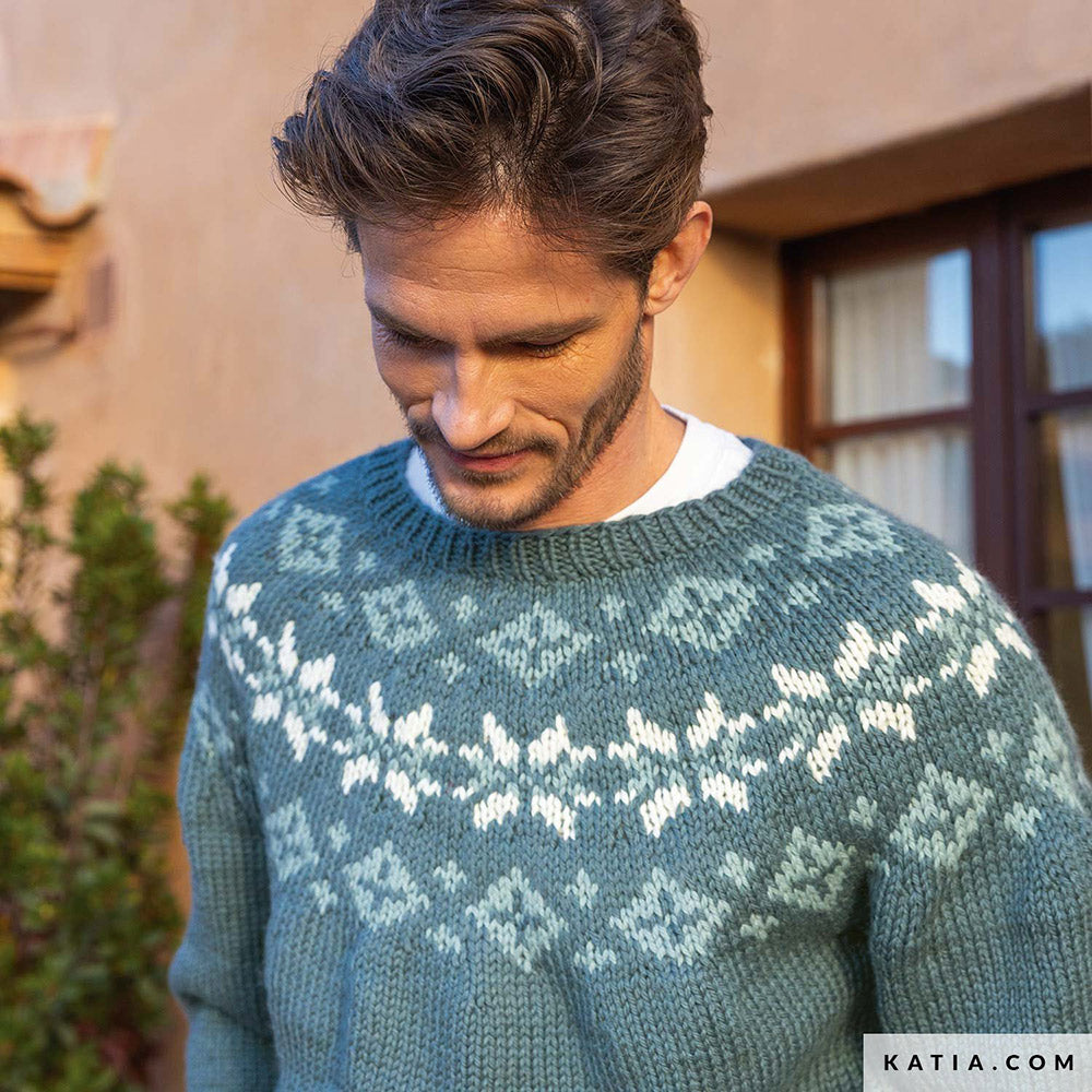 Patroon breien haken heren trui herfst winter katia — gemaakt met Katia Super Merino (5)
