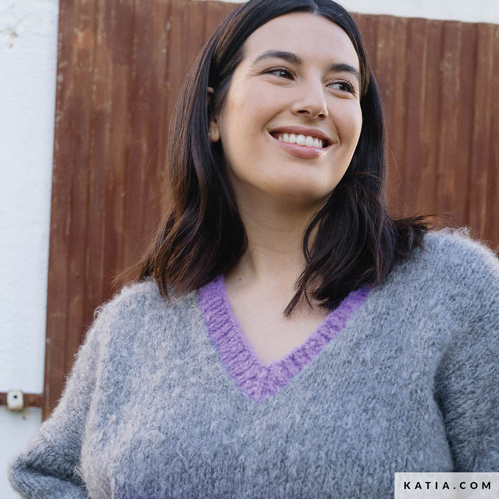 Patroon breien haken dames trui herfst winter katia — gemaakt met Katia WOW - Fluffy (8)