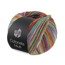Lana Grossa Cotonella Multi 112 Aubergine/turkoois/geel/lentegroen/rood bont