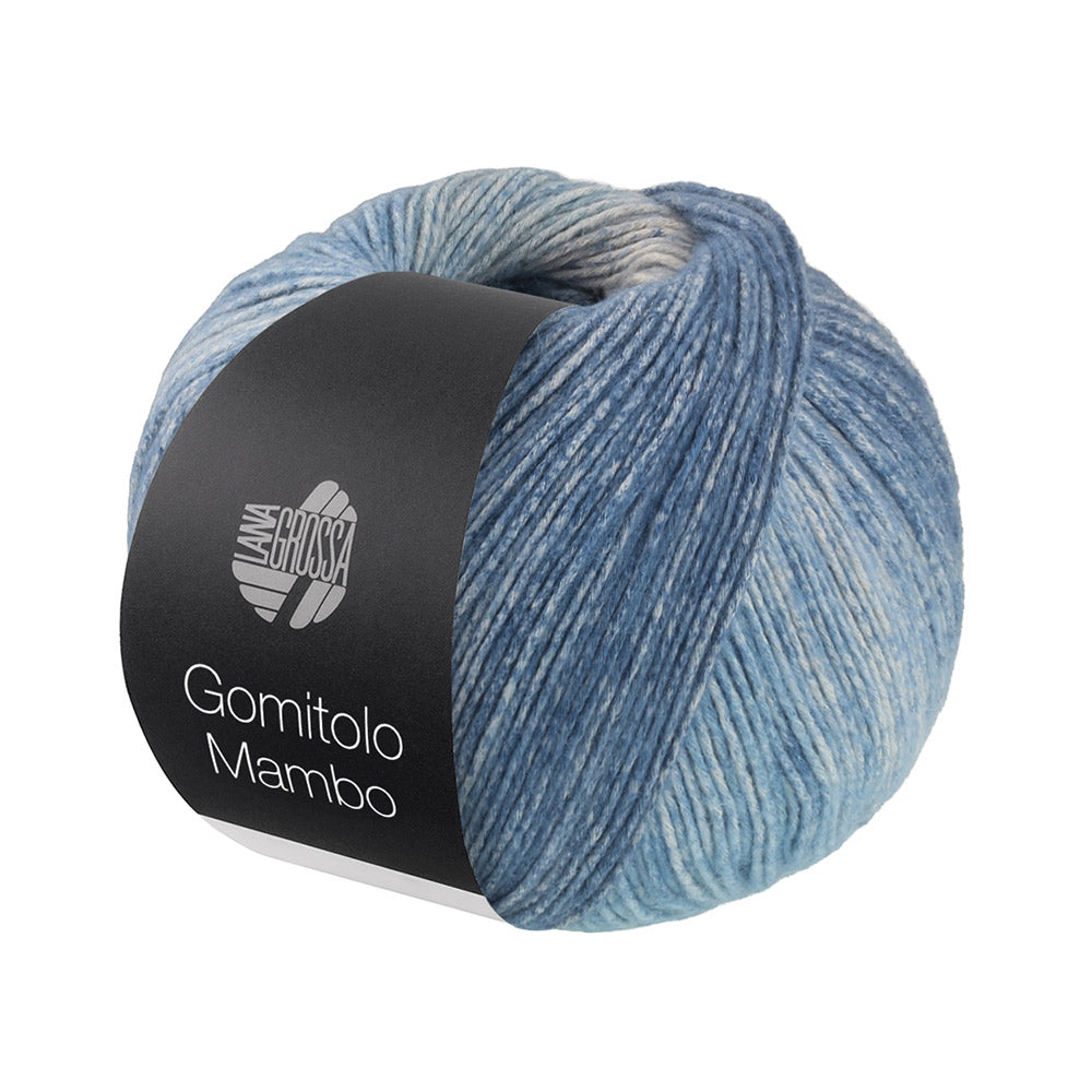 Lana Grossa Gomitolo Mambo 2039 Jeansblauw/lichtgrijs/grijs/hemelsblauw