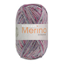 Lana Grossa Meilenweit 100 Merino Extrafine Mountain 7604 Licht-/Donkergrijs/Fuchsia/Roze/Jeansblauw gestreept
