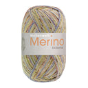 Lana Grossa Meilenweit 100 Merino Extrafine Mountain 7606 Licht-/Donkerolijf/Ecru/Oudroze/Jeans gestreept