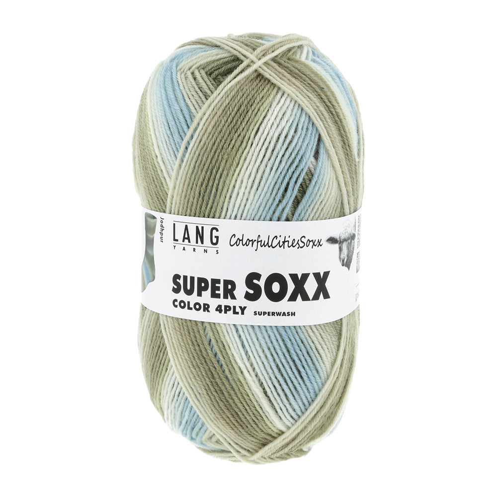 Lang Yarns Super Soxx Color 4-PLY 0505 Olijf/Lichtblauw/Grijs 1143