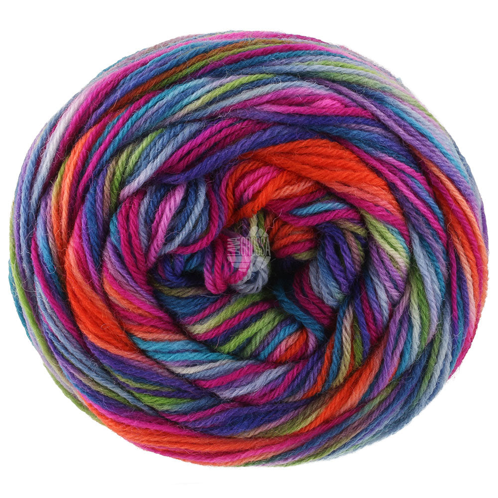 Bol Lana Grossa Meilenweit 100 Cascata 5207 sokkengaren in de kleuren Donkerblauw / Licht- / Roestrood / Lichtblauw / Wijnrood / Fuchsia / Lila / Marine / Jade / Donkergroen / Pistache