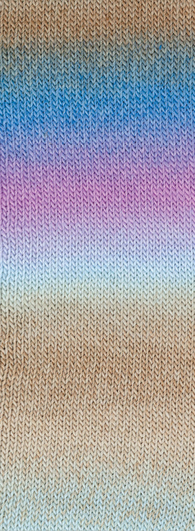 Gebreid voorbeeld met Lana Grossa Meilenweit 100 Color Mix Multi 8002 in Grijsbruin, Greige, Korenbloem, Lila, Pastelblauw - Lana Grossa Meilenweit 100 Color Mix Multi 8002 Grijsbruin/Greige/Korenbloem/Lila/Pastelblauw