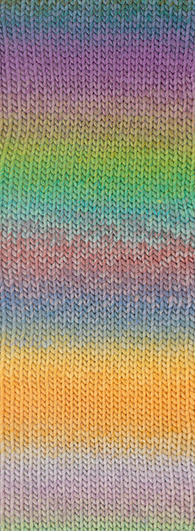 Detail van het kleurverloop van Lana Grossa Meilenweit 100 Color Mix Multi 8020 in Olijfgroen, Petrol, Blauw, Roodlila, Pistache, Jade, Turquoise, Pruim, Baksteenrood, Geel, Oranje - Lana Grossa Meilenweit 100 Color Mix Multi 8020 Olijfgroen/Petrol/Blauw-/Roodlila/Pistache/Jade/Turquoise/Pruim/Baksteenrood/Geel/Oranje