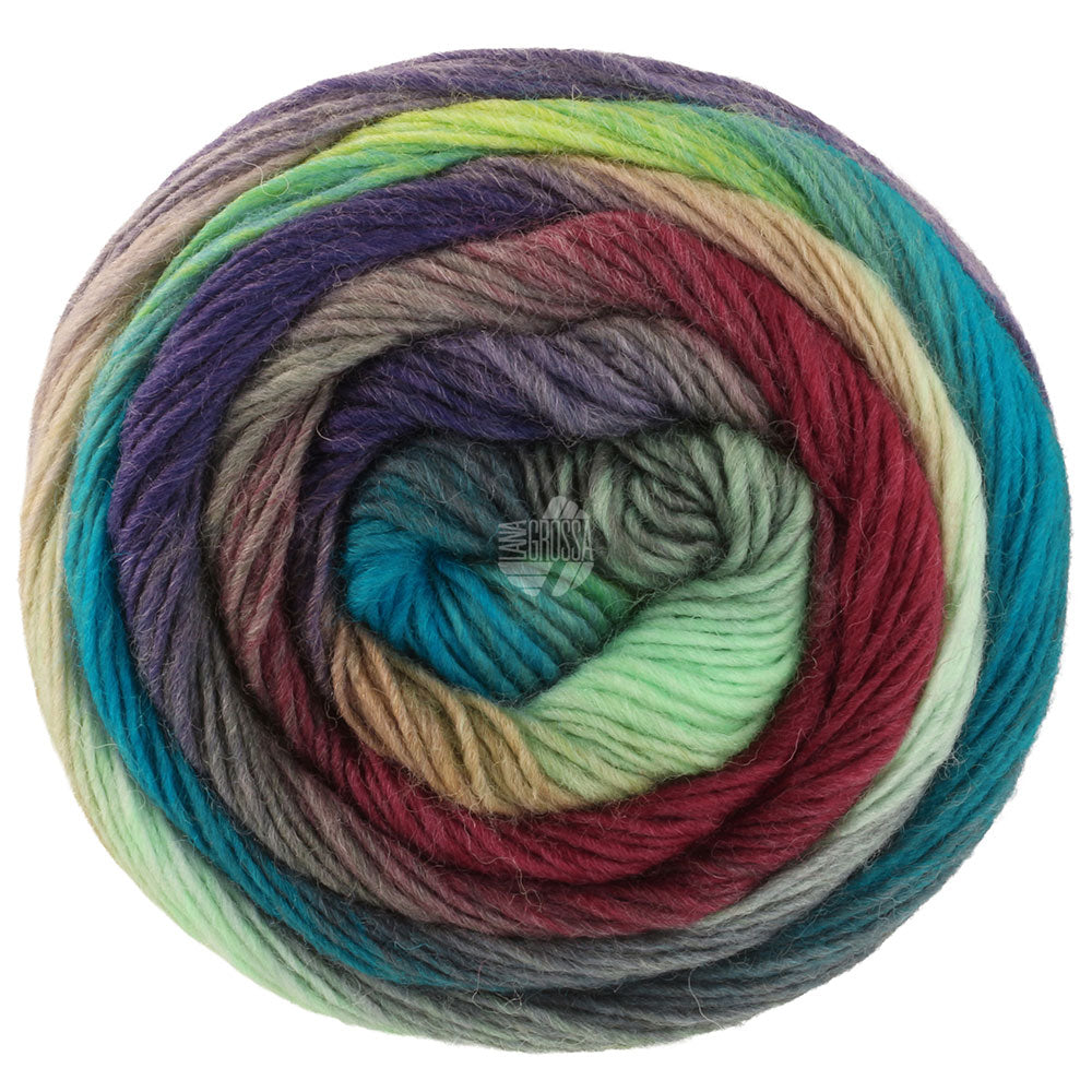 Garenbol Lana Grossa Meilenweit 100 Color Mix Multi 8023 in Nougat, Roodbruin, Grijslila, Pastelgroen, Mint, Petrol, Smaragd - Lana Grossa Meilenweit 100 Color Mix Multi 8023 Nougat/Roodbruin/Grijslila/Pastelgroen/Mint/Petrol/Smaragd