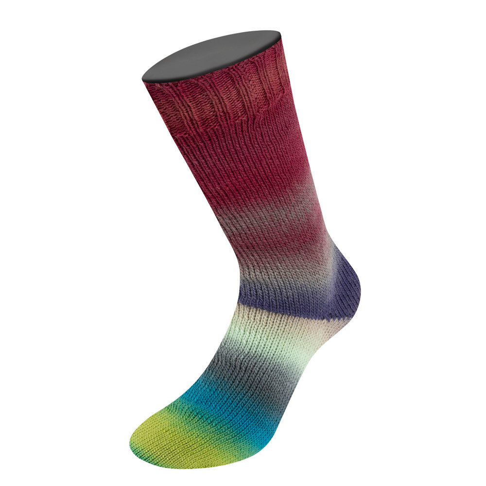 Gebreid voorbeeld met Lana Grossa Meilenweit 100 Color Mix Multi 8023 in Nougat, Roodbruin, Grijslila, Pastelgroen, Mint, Petrol, Smaragd - Lana Grossa Meilenweit 100 Color Mix Multi 8023 Nougat/Roodbruin/Grijslila/Pastelgroen/Mint/Petrol/Smaragd