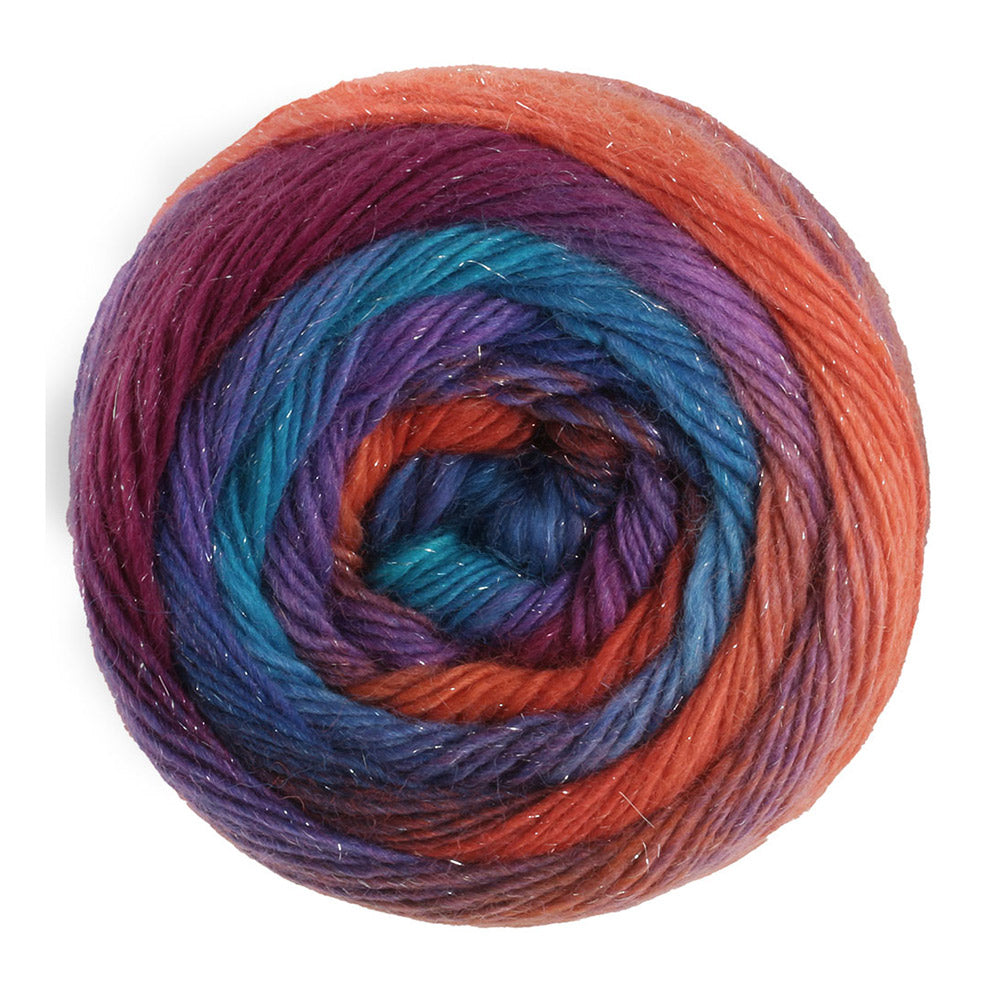 Lana Grossa Meilenweit 100 Color Mix Sparks 7616 Zalmrood/Donkerblauw/Koningsblauw/Turquoise/Roodviolet/Fuchsia