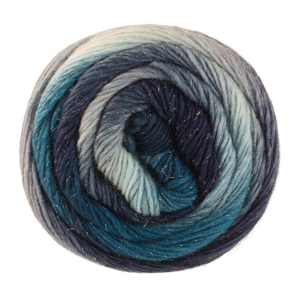 Lana Grossa Meilenweit 100 Color Mix Sparks 7620 Donker-/Grijspetrol/Mint/Grijs-/Staalblauw