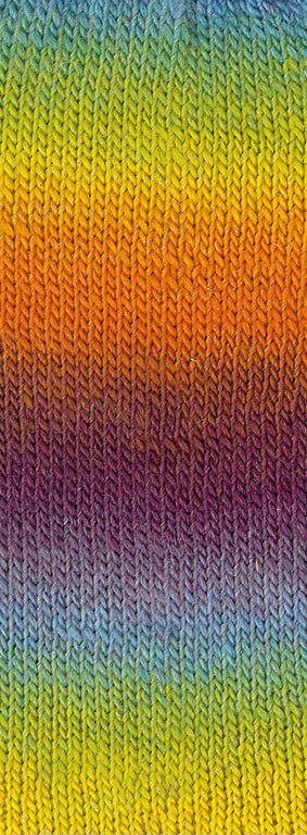 Lana Grossa Meilenweit 100 Color Mix Sparks 7621 Petrol/Lentegroen/Pistache/Mosterdgeel/Oranje/Bruin/Aubergine/Grijslila