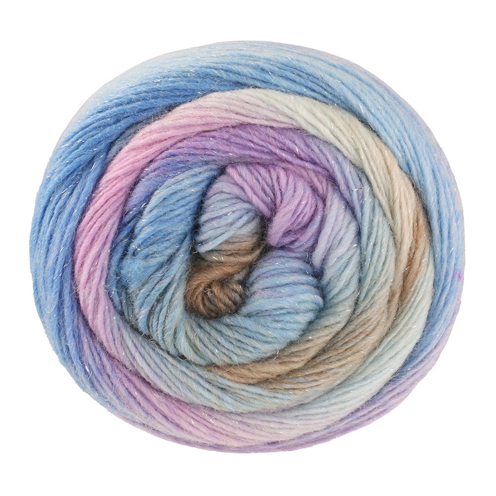 Lana Grossa Meilenweit 100 Color Mix Sparks 7622 Mint/Grijsbeige/Taupe/Lila/Flieder/Blauwturquoise