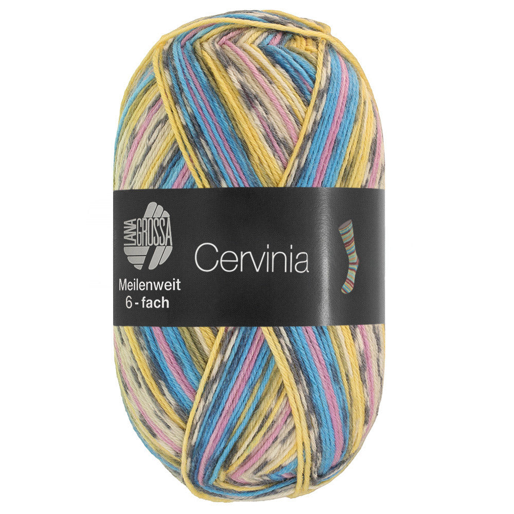Rechtopstaande bol Lana Grossa Meilenweit 6-Fach 150 Cervinia 9758 Licht-/Donkerblauw/Roze/Grijs/Zilvergrijs/Vanille/Parelbeige