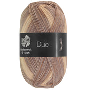 Rechtopstaande bol Lana Grossa Meilenweit 6-Fach 150 Duo 9726 Grijslila/Lichtbeige