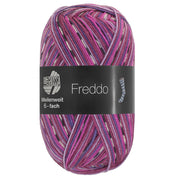 Lana Grossa Meilenweit 6-Fach 150 Freddo 9737 Fuchsia/Violetblauw/Violetblauw/Roze/Donkergrijs/Roze - bol garen