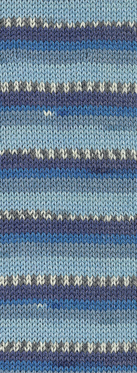 Lana Grossa Meilenweit 6-Fach 150 Freddo 9741 Blauwgrijs/Hemelblauw/Donkerblauw/Donkergrijs/Wit/Lichtblauw/IJsblauw - kleurverloop van het garen
