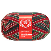 Lana Grossa Meilenweit 6-Fach 150 Merino Christmas Lurex 642 Wit/Donkergroen/Donkerbruin/Oranje/Donkerrood/Lichtgroen - bol sokkengaren
