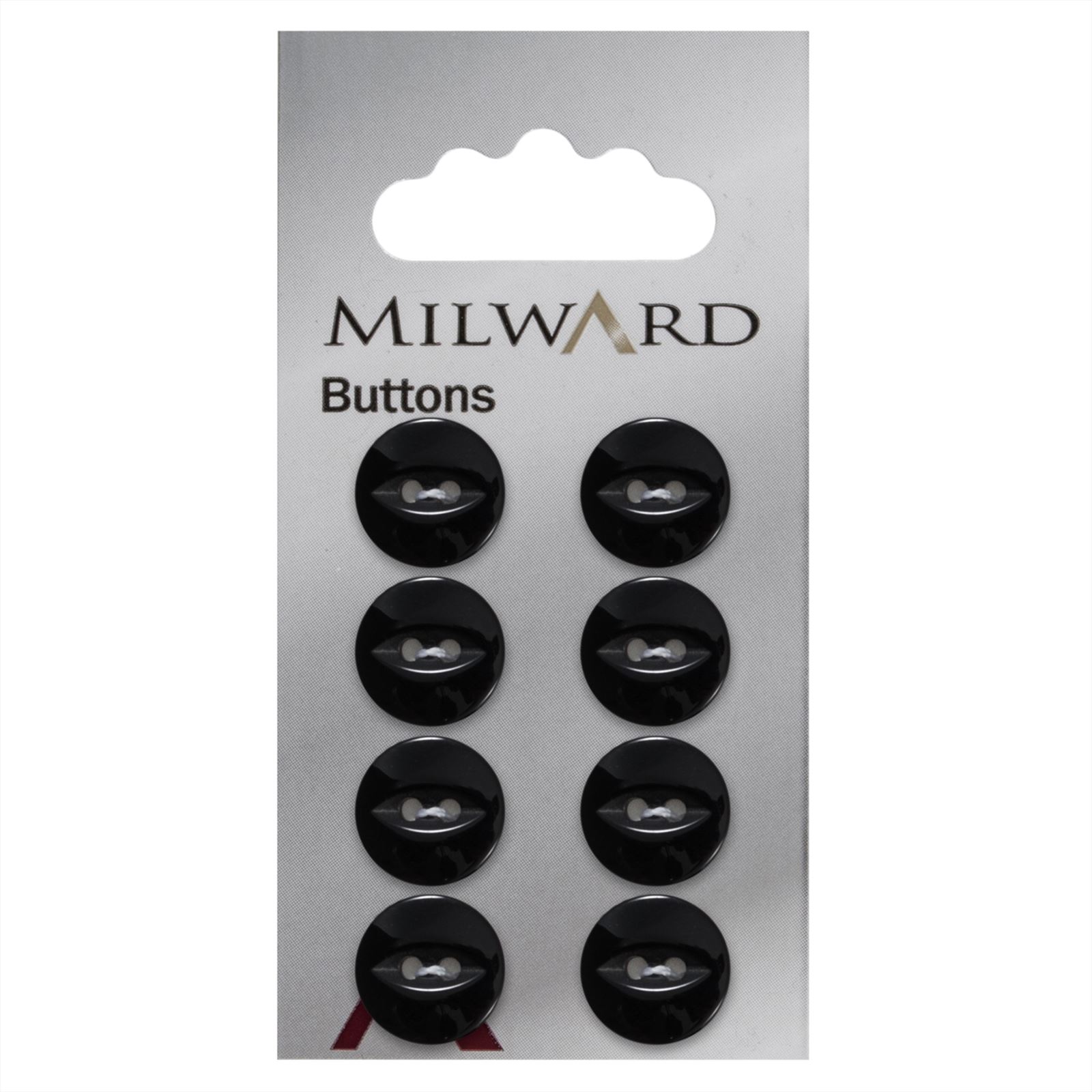 Milward Glans Knoop Zwart 13mm (8 stuks)