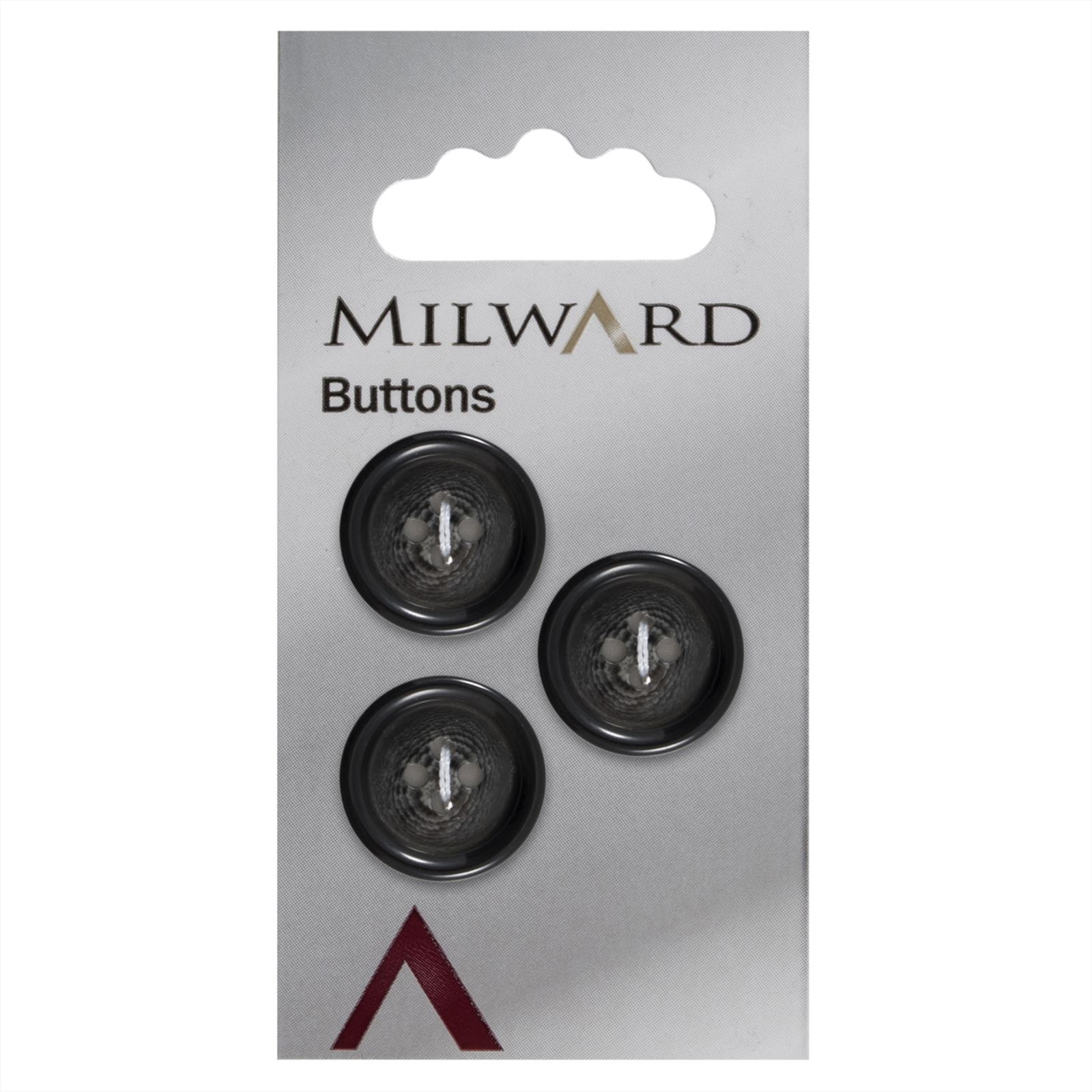 Milward Glans Knoop Zwart/Grijs 19mm (3 stuks)
