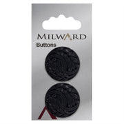 Milward Knoop Metaal Blauw/Zwart Bladpatroon 27 mm (2 stuks)