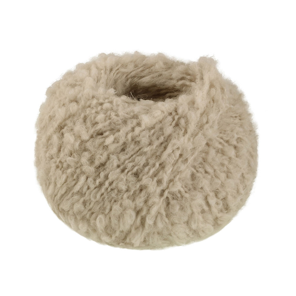 Lana Grossa Orsetto 0007 Grijs - productfoto van het bouclégaren in de bijbehorende kleur