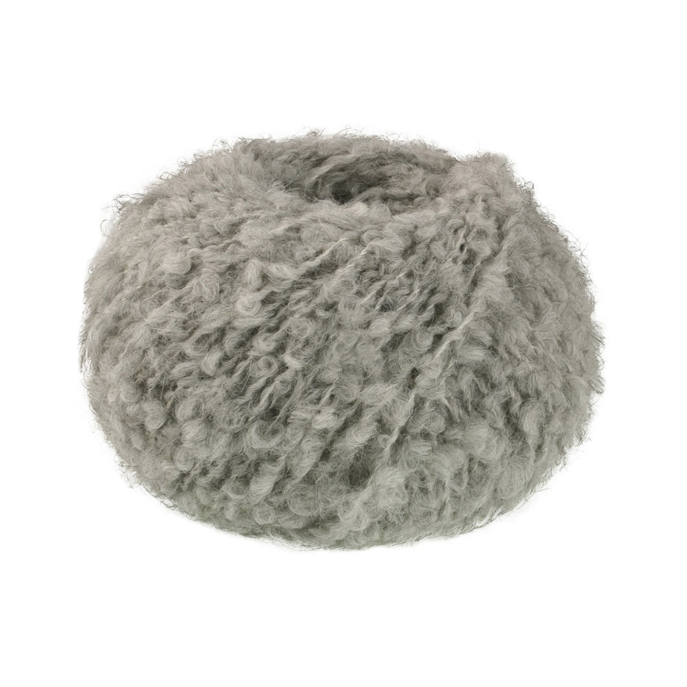 Lana Grossa Orsetto 0014 Lichtgrijs - productfoto van het bouclégaren in de bijbehorende kleur
