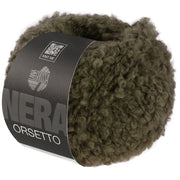 Lana Grossa Orsetto 022 Bosgroen - productfoto van het bouclégaren in de bijbehorende kleur