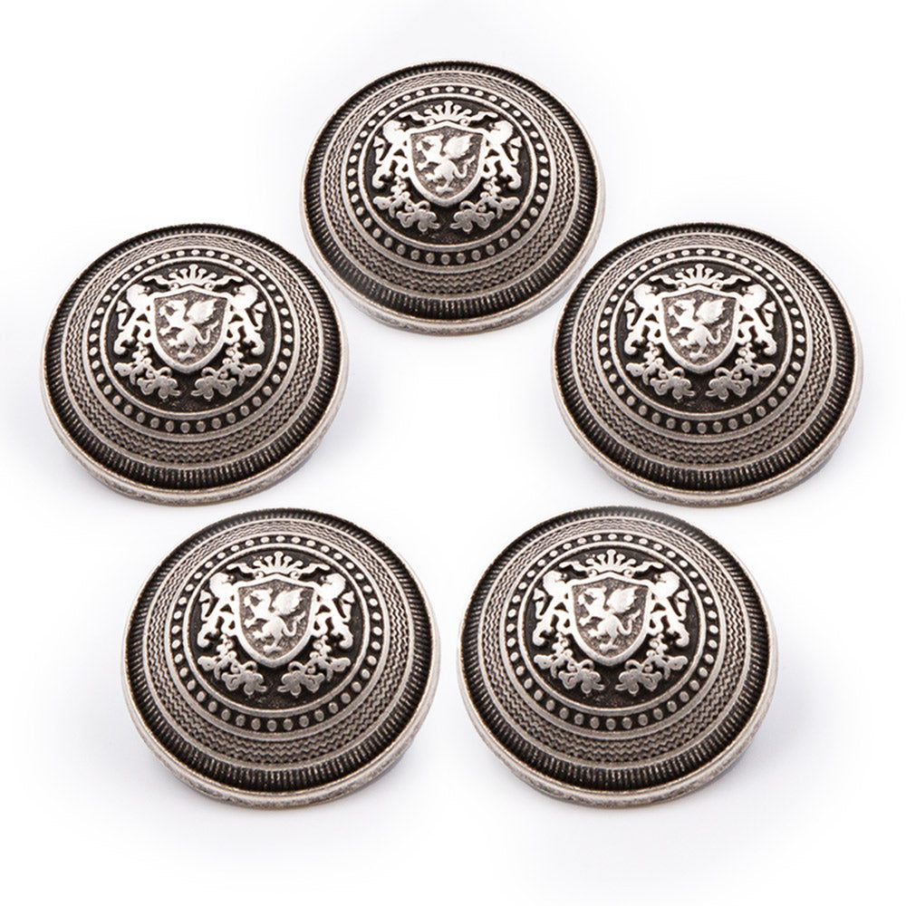 PPY Officiersknopen 20 mm Oudzilverkleur 5 Stuks