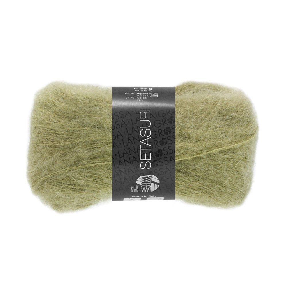 Lana Grossa Setasuri 040 Light Olive - bol zacht kantgaren van alpaca en zijde in de afgebeelde kleur