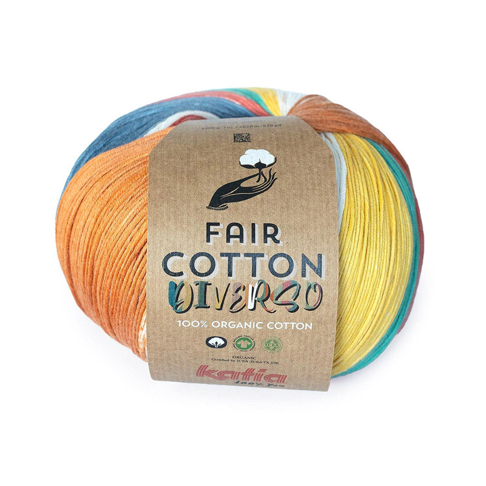 Katia Fair Cotton Diverso 404 Koraal-Oranje-Groen