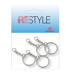 Restyle Sleutelringen met Ketting 30mm (4 stuks)