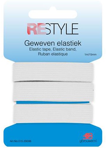 Restyle Geweven Elastiek 15 mm x 1 meter 009 Wit
