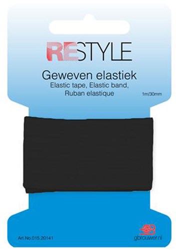 Restyle Geweven Elastiek 30 mm x 1 meter 000 Zwart
