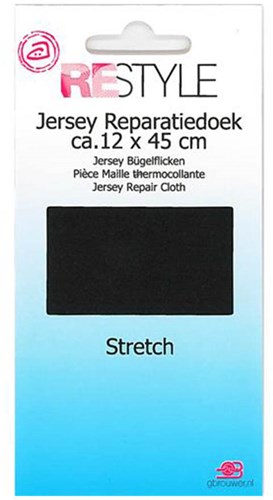 Restyle Jersey Reparatiedoek 12 cm x 45 cm 000 Zwart