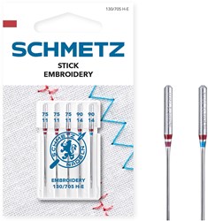 Schmetz Borduurnaalden Dikte 75/90 - 1 x 5 Naalden op kaart