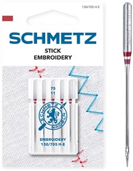 Schmetz Borduurnaalden Dikte 75 - 1 x 5 Naalden op kaart