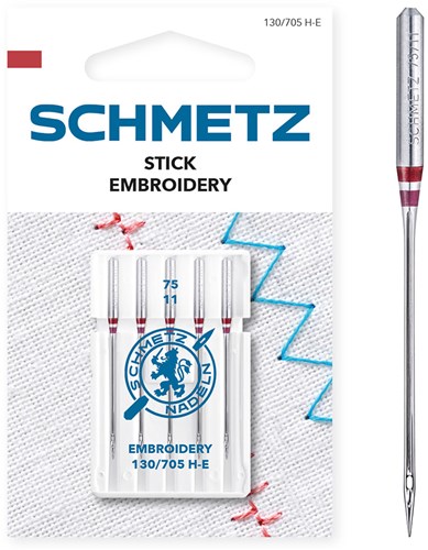 Schmetz Borduurnaalden Dikte 75 - 1 x 5 Naalden op kaart