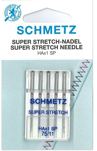 Schmetz Super Stretch Naalden Dikte 75 -1x5 Naalden op kaart 001