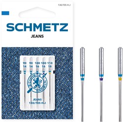 Schmetz Jeans Naalden Dikte 90 t/m 110 - 1 x 5 Naalden op kaart