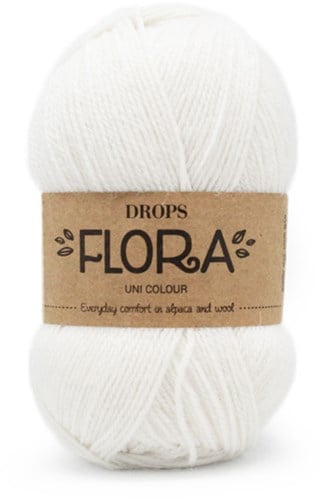 Drops Flora Uni Colour 02 Wit