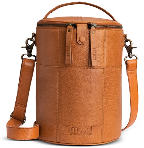MUUD Saturn XL Whisky - Handgemaakt leren tas voor handwerkprojecten 28xØ21cm
