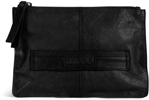 MUUD Dust Black - Handgemaakt leren clutch 16.5x23cm
