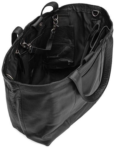 MUUD Hiba Black -  Handgemaakt leren shopper met opbergvakken 27x29cm